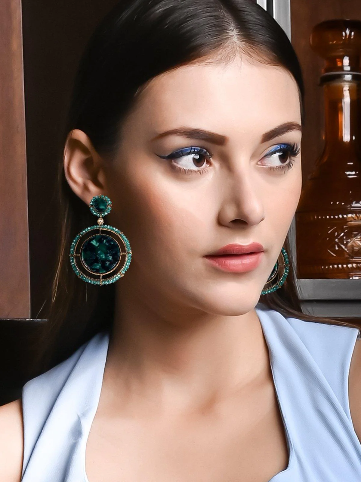 Odette Women Green Metal Earrings - Image 2