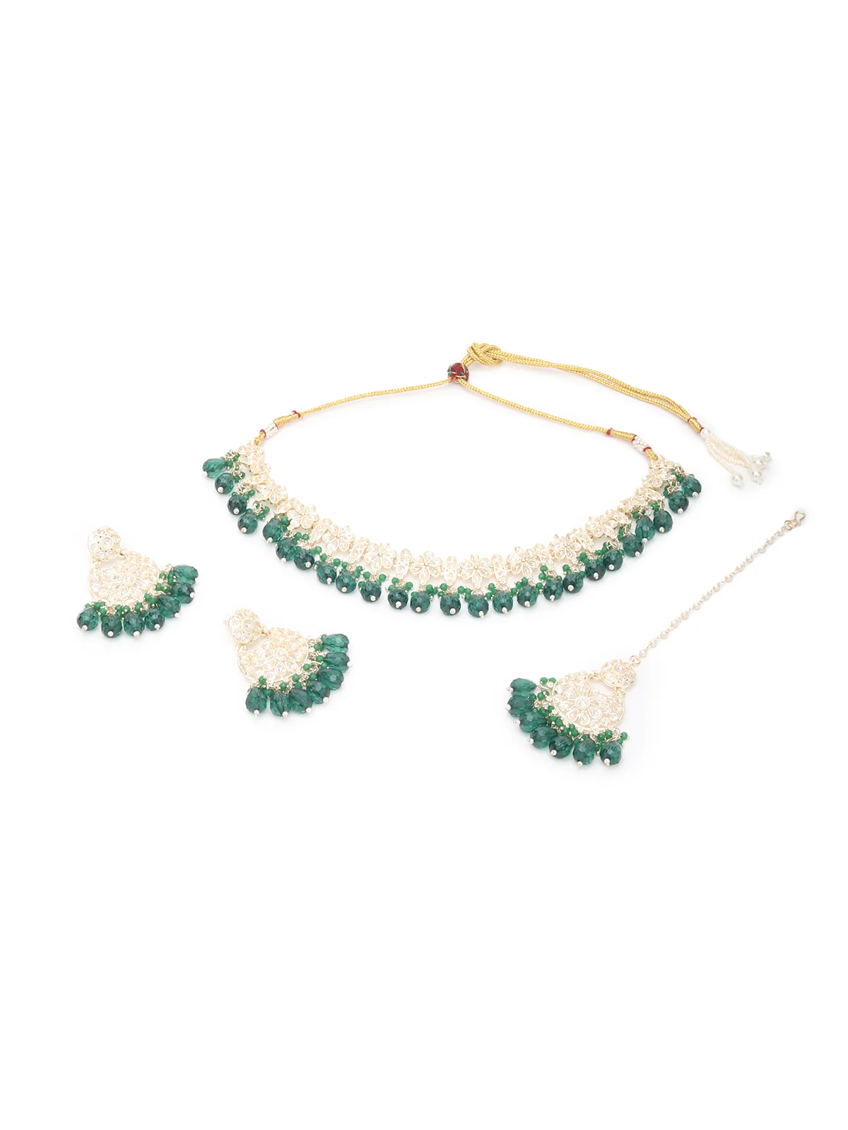 Odette Green And Silver Alloy Jewellery Set For Women - Image 3