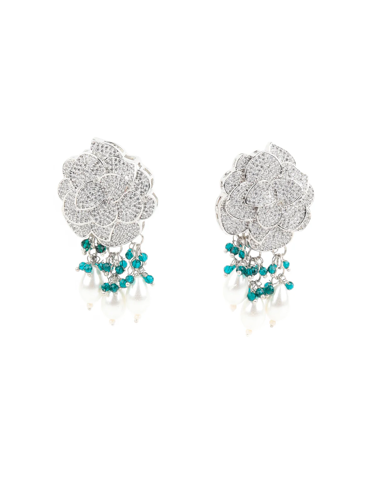 Odette Green And White Alloy Jewellery Set For Women - Image 3