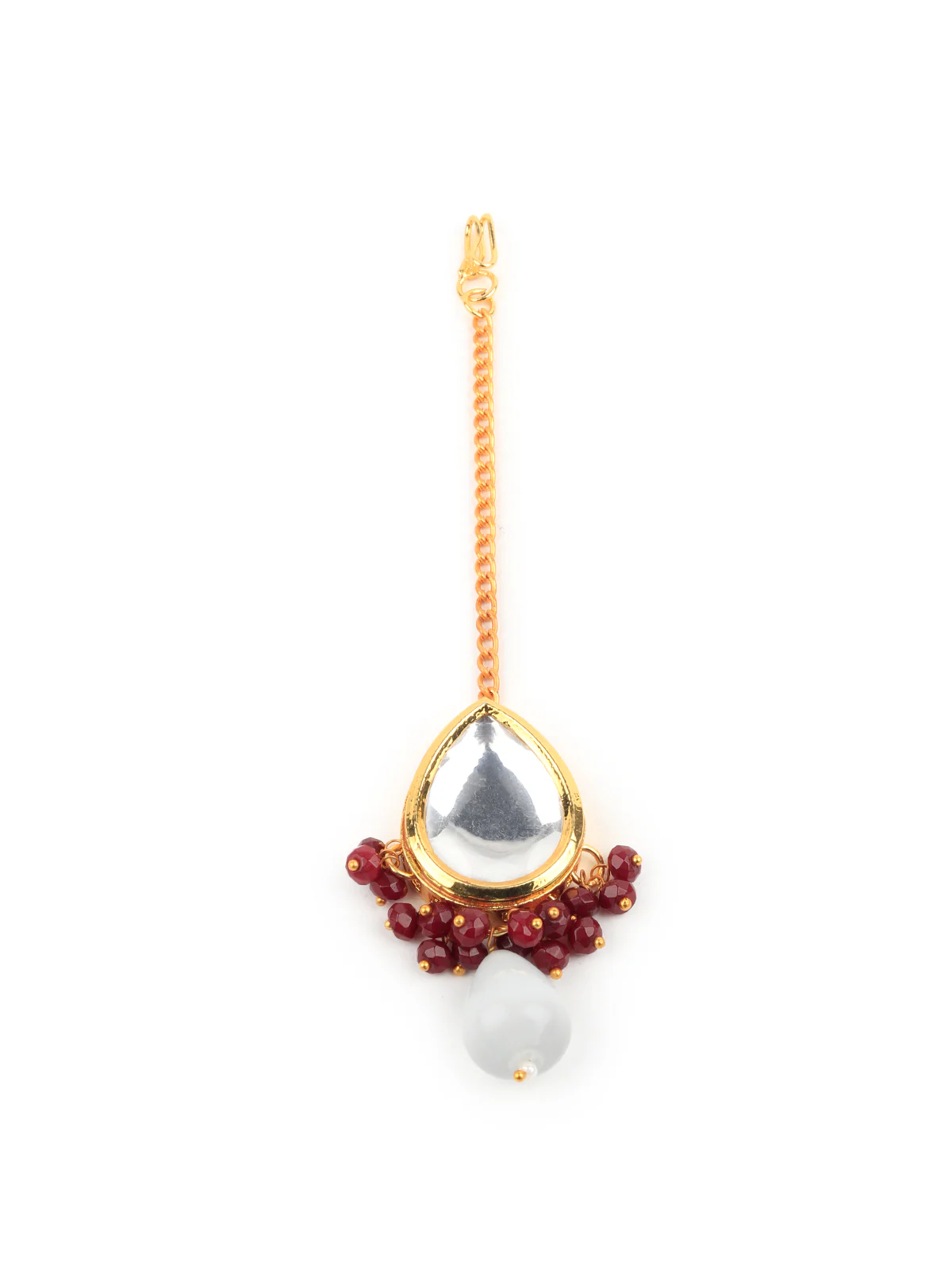 Odette Maroon And White Alloy Jewellery Set For Women - Image 3