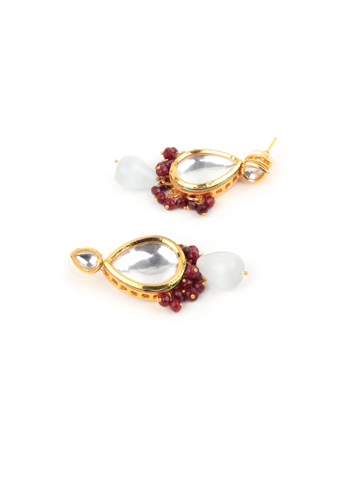 Odette Maroon And White Alloy Jewellery Set For Women - Image 5
