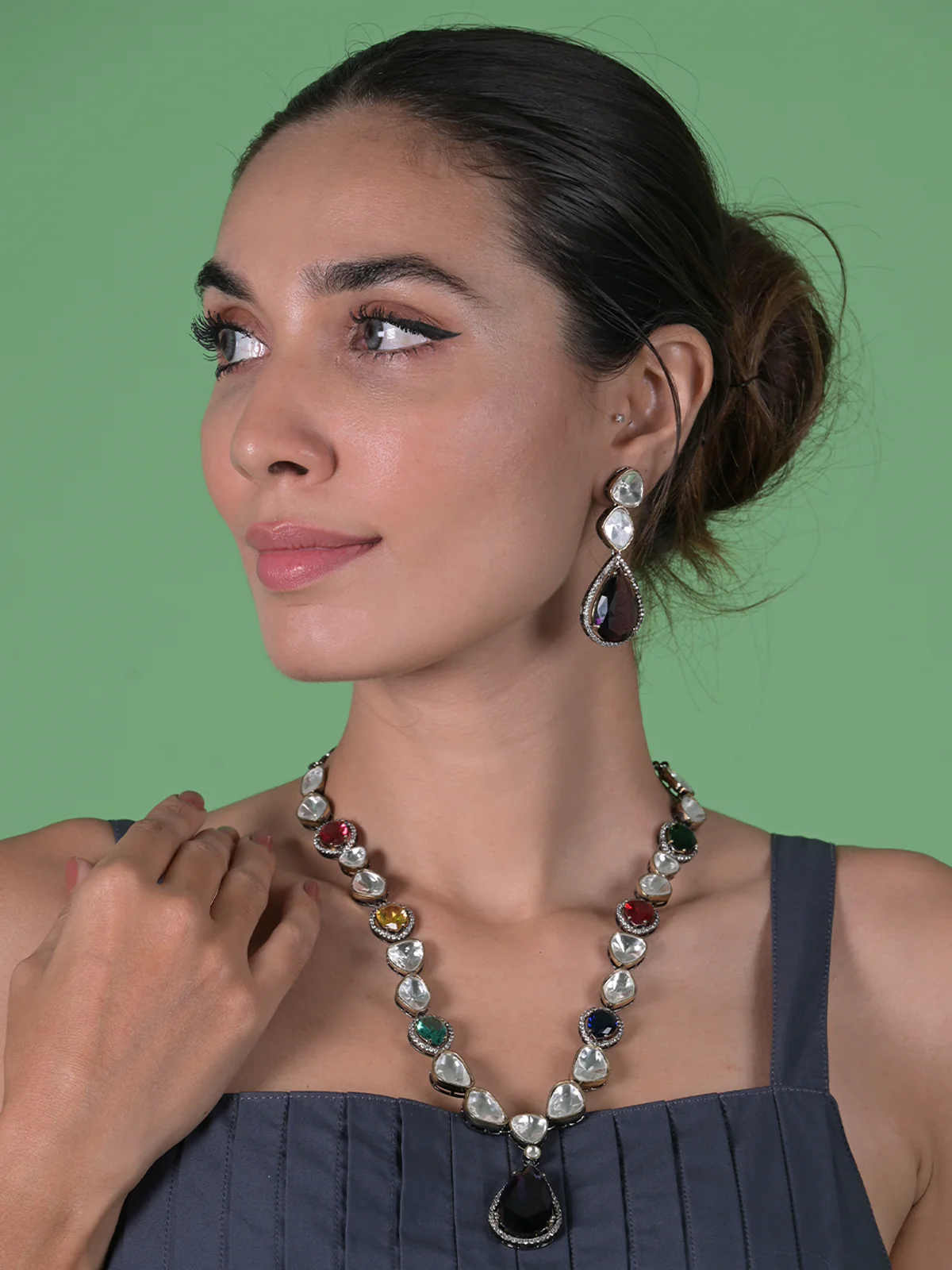 Odette Multicolored Alloy Jewellery Set For Women - Image 2