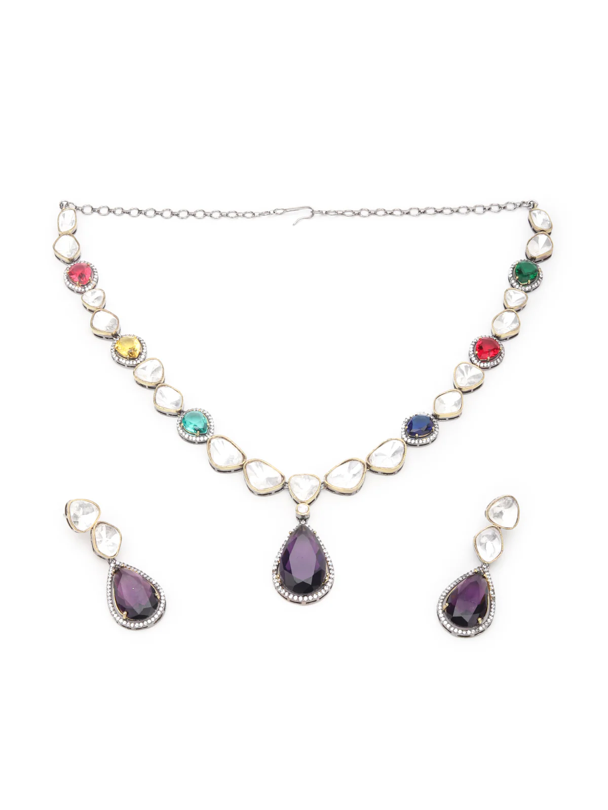 Odette Multicolored Alloy Jewellery Set For Women - Image 3