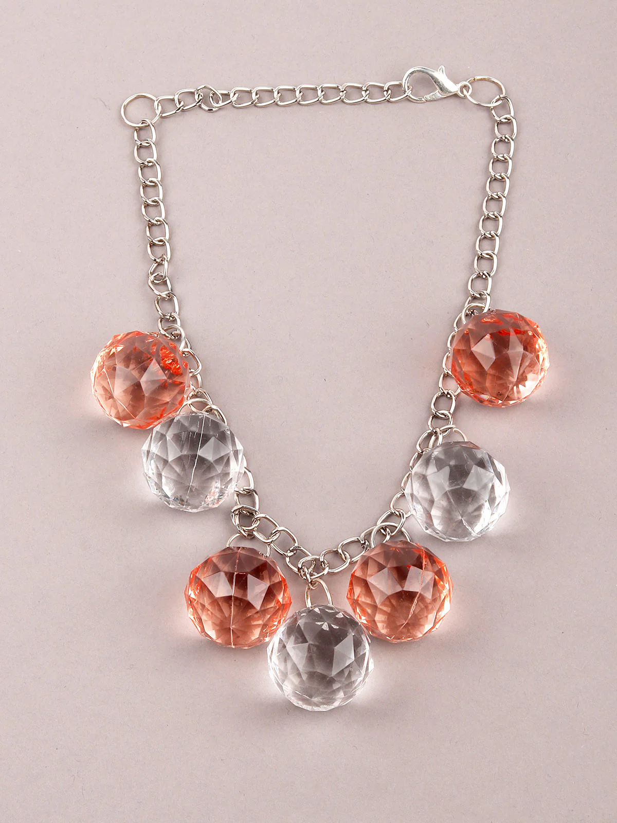 Odette Women Dazzling Peach And White Big Beads Necklace - Image 3