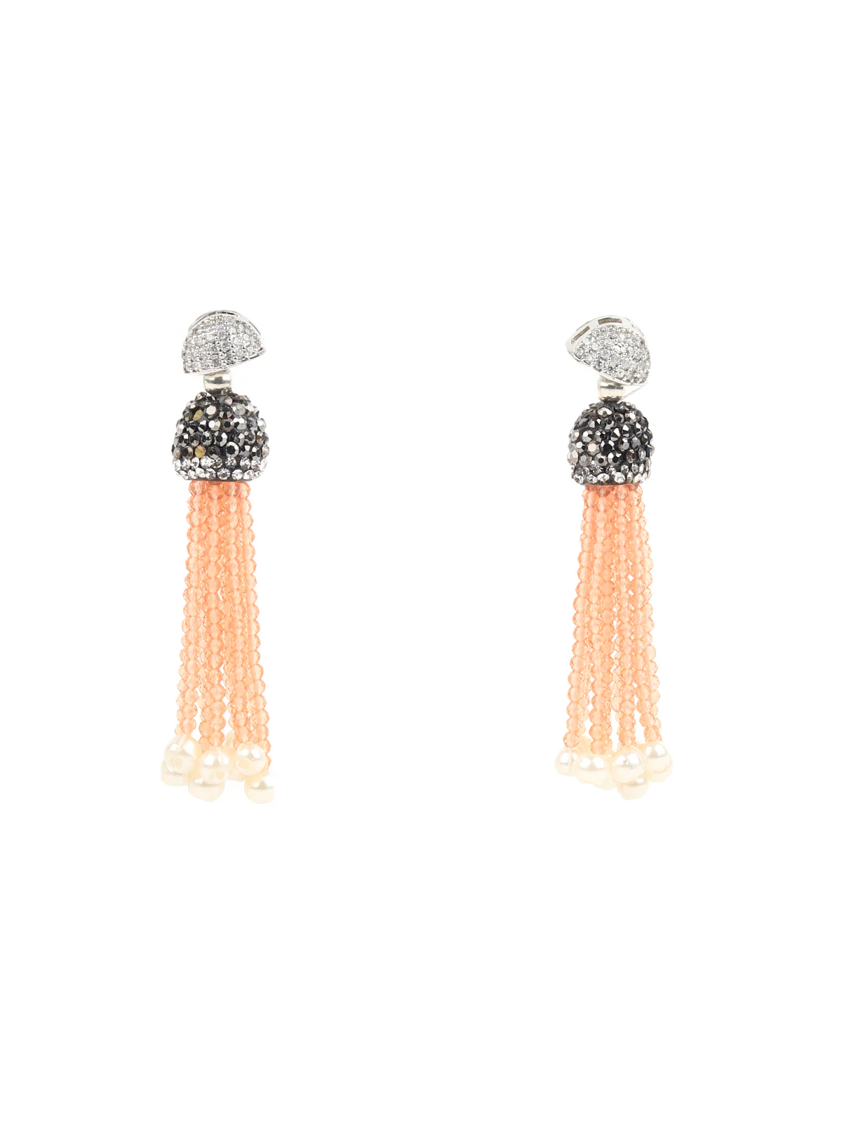 Odette Peach And White Alloy Jewellery Set For Women - Image 4
