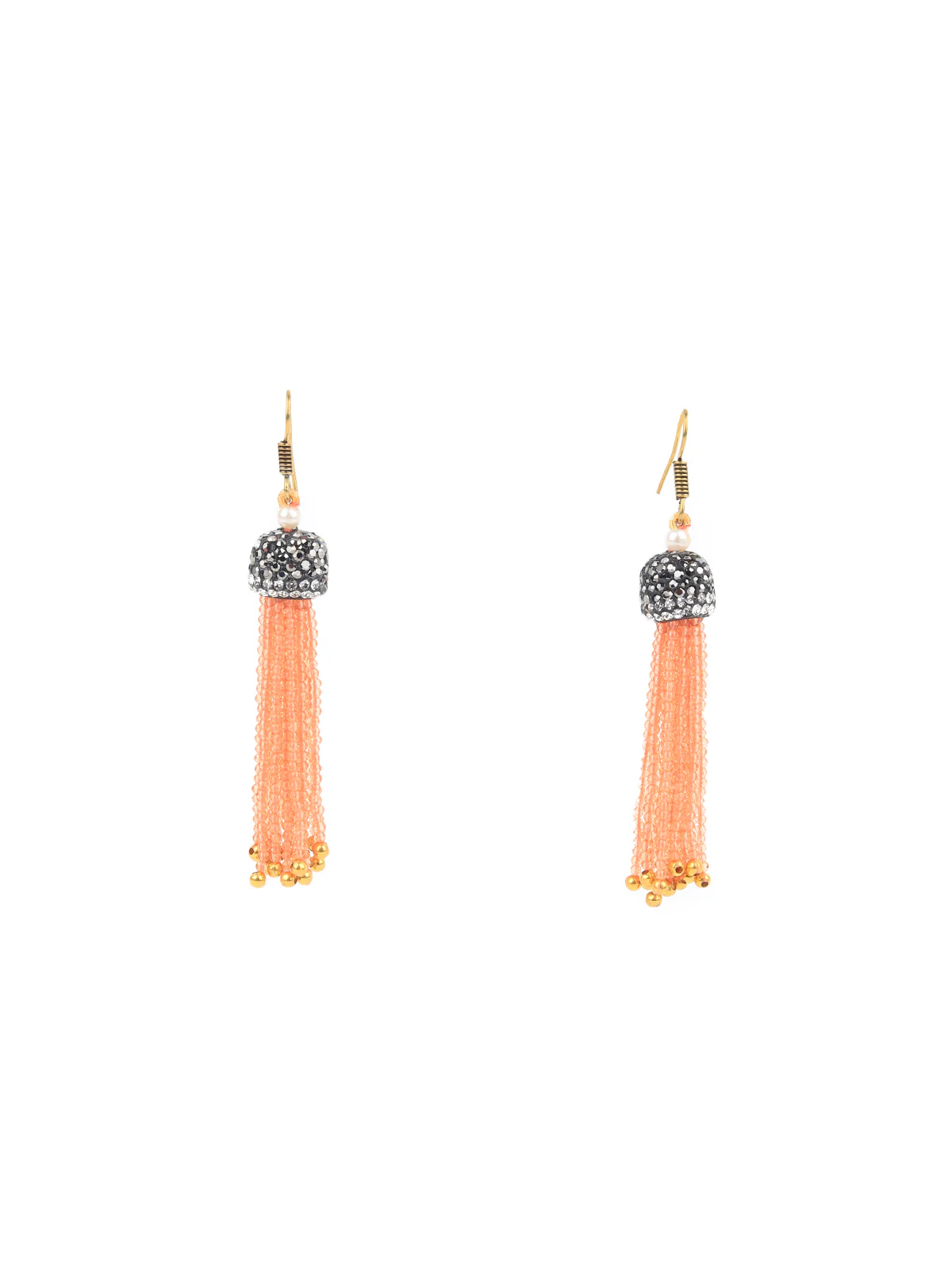 Odette Peach And White Alloy Jewellery Set For Women - Image 3