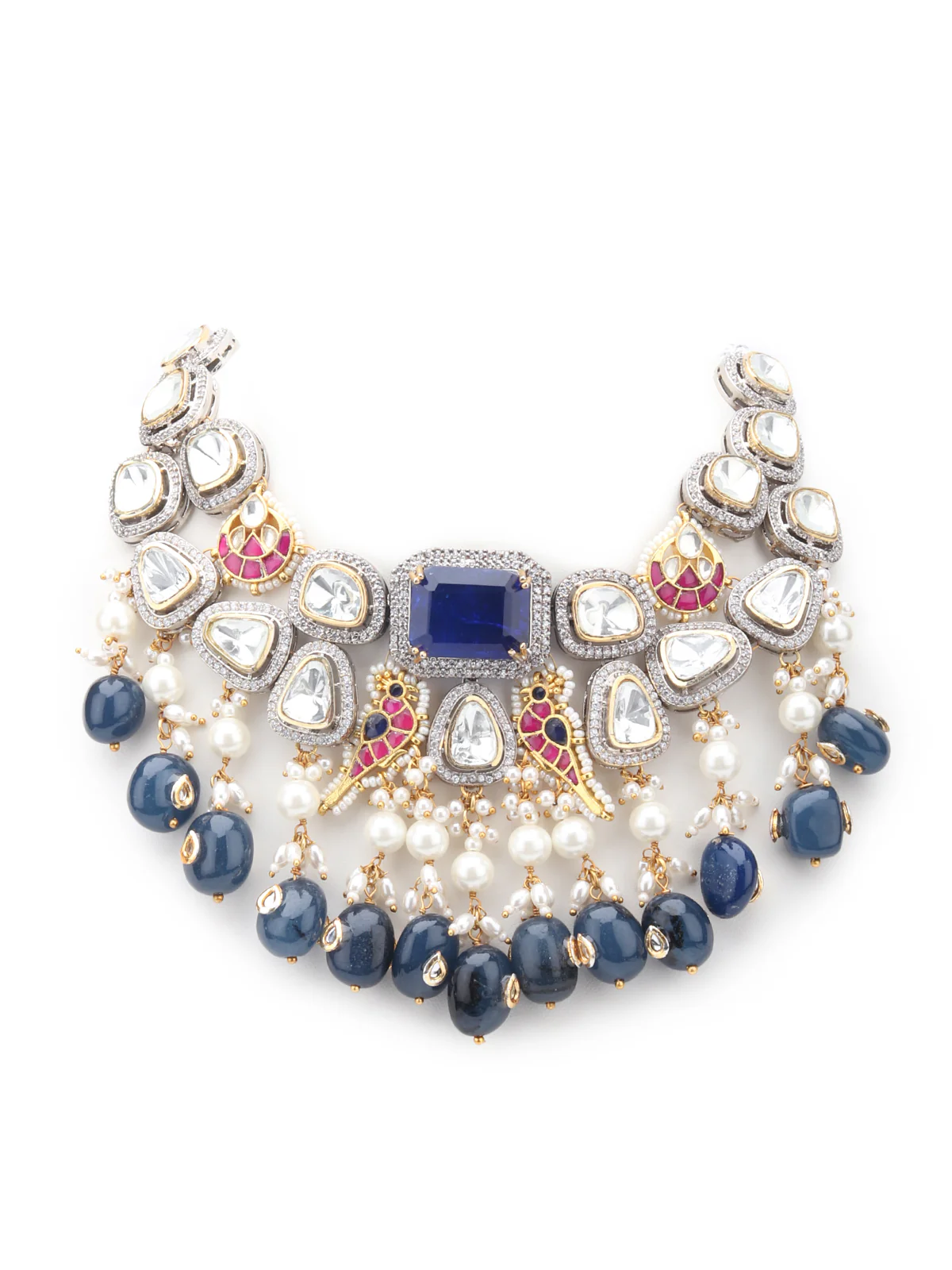 Odette Royal Blue And Alloy Jewellery Set For Women - Image 4