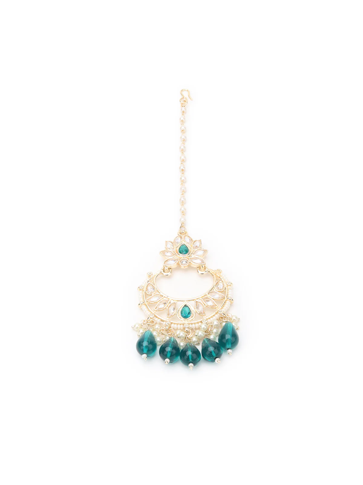 Odette Teal And Silver Layered Alloy Jewellery Set For Women - Image 5