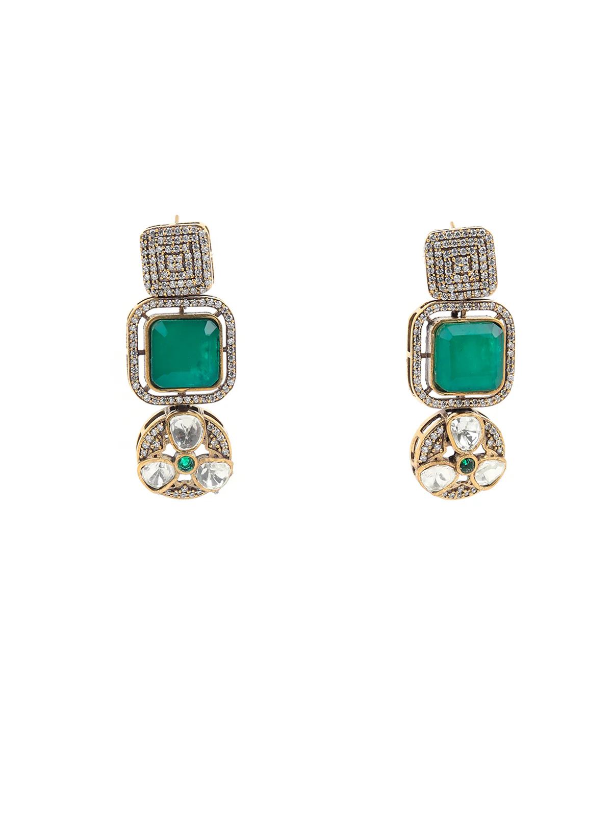 Odette White And Green Alloy Jewellery Set For Women - Image 3