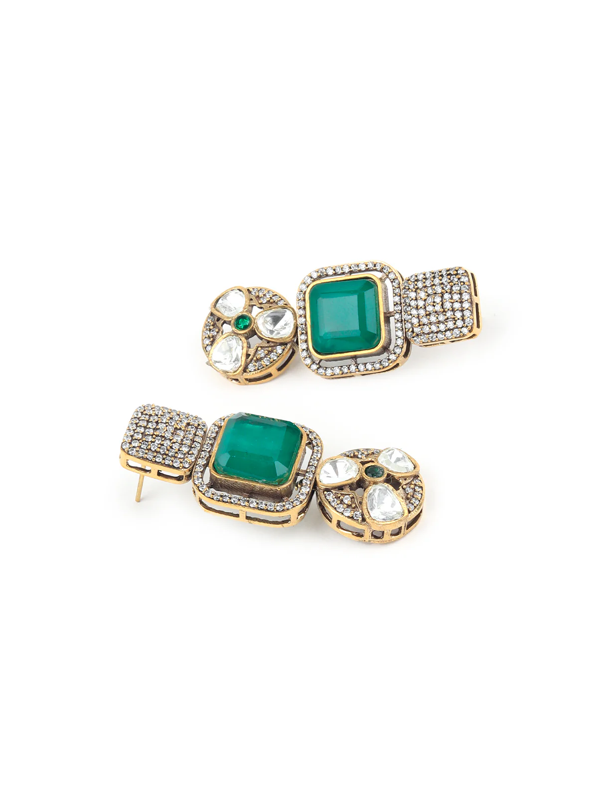 Odette White And Green Alloy Jewellery Set For Women - Image 4