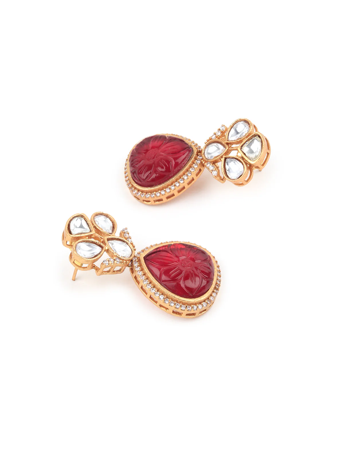 Odette White And Red Alloy Jewellery Set For Women - Image 4