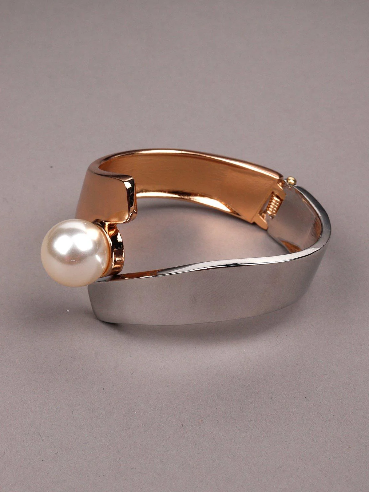 Odette Women Gold And Metallic Grey Metal Bracelet - Image 3