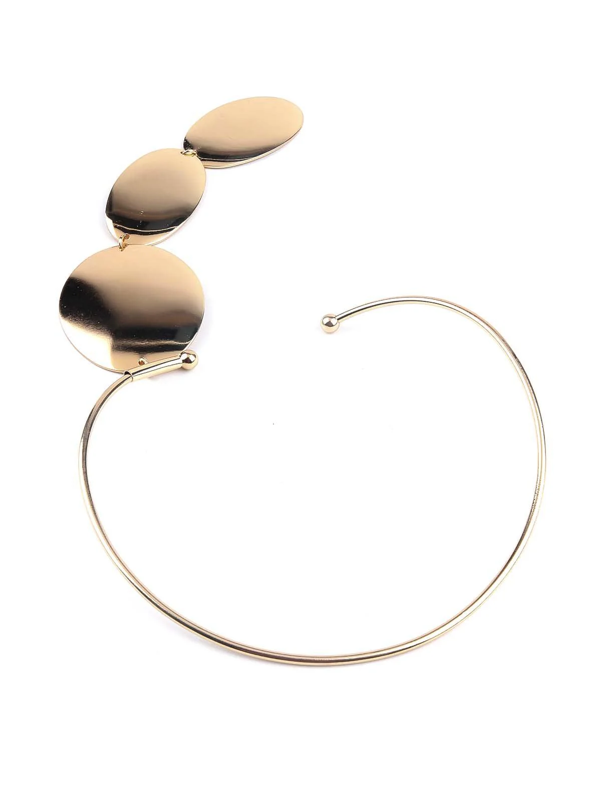 Odette Women Deep Gold Rounded Modern Art Inspired Necklace - Image 6