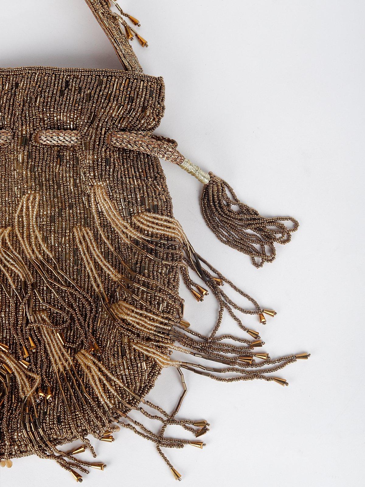 Odette Women Brown Fabric Potli Bag - Image 5