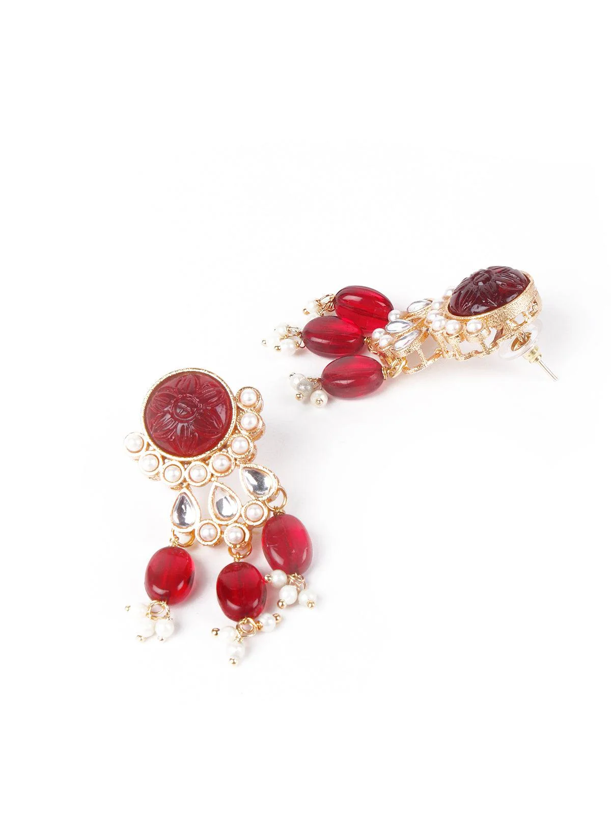 Odette Women Deep Maroon Exquisite Necklace Set - Image 6