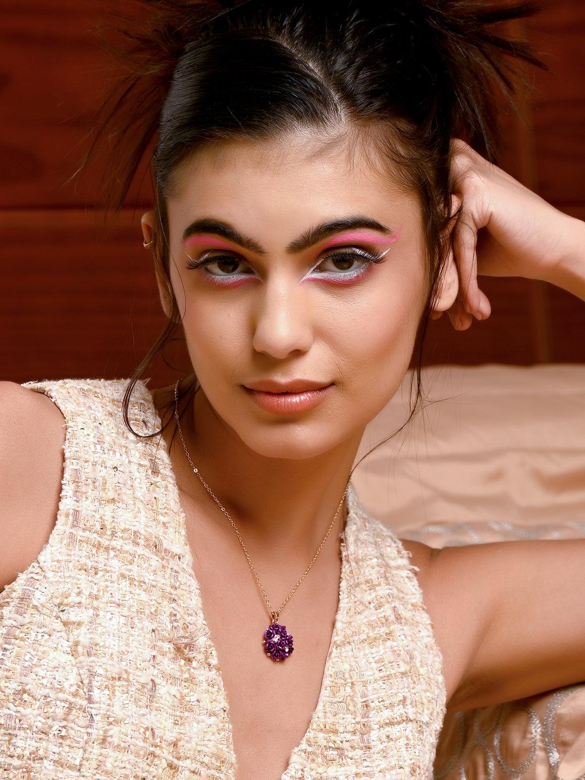 Odette Women Purple Metal Necklace Set