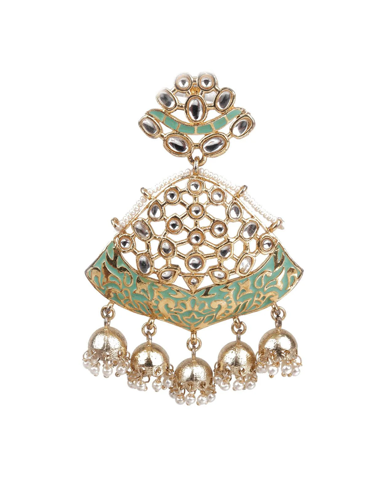 Odette Women Delicate Green Meenakari Earrings - Image 2