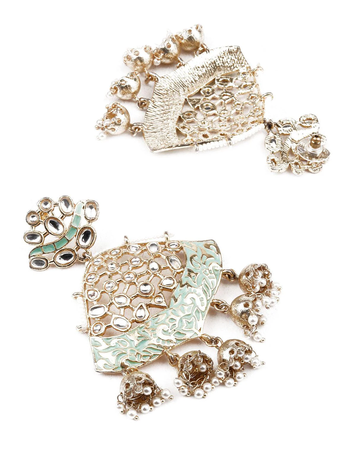 Odette Women Delicate Green Meenakari Earrings - Image 3