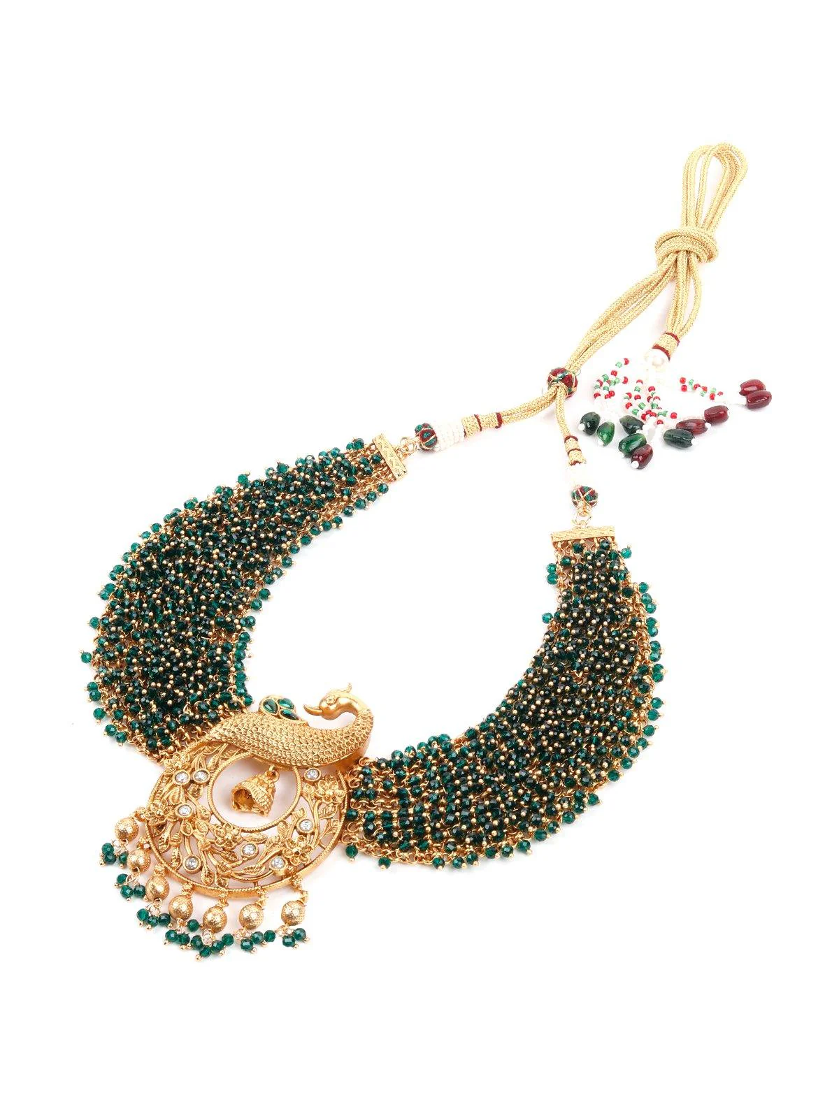 Odette Women Green Pearls Necklace Set - Image 4