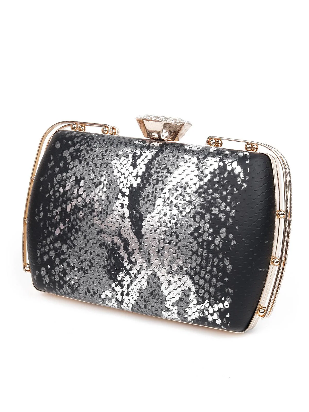 Odette Women Black Metal Sling Bag - Image 4