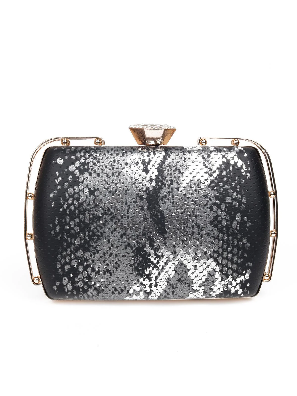 Odette Women Black Metal Sling Bag - Image 5