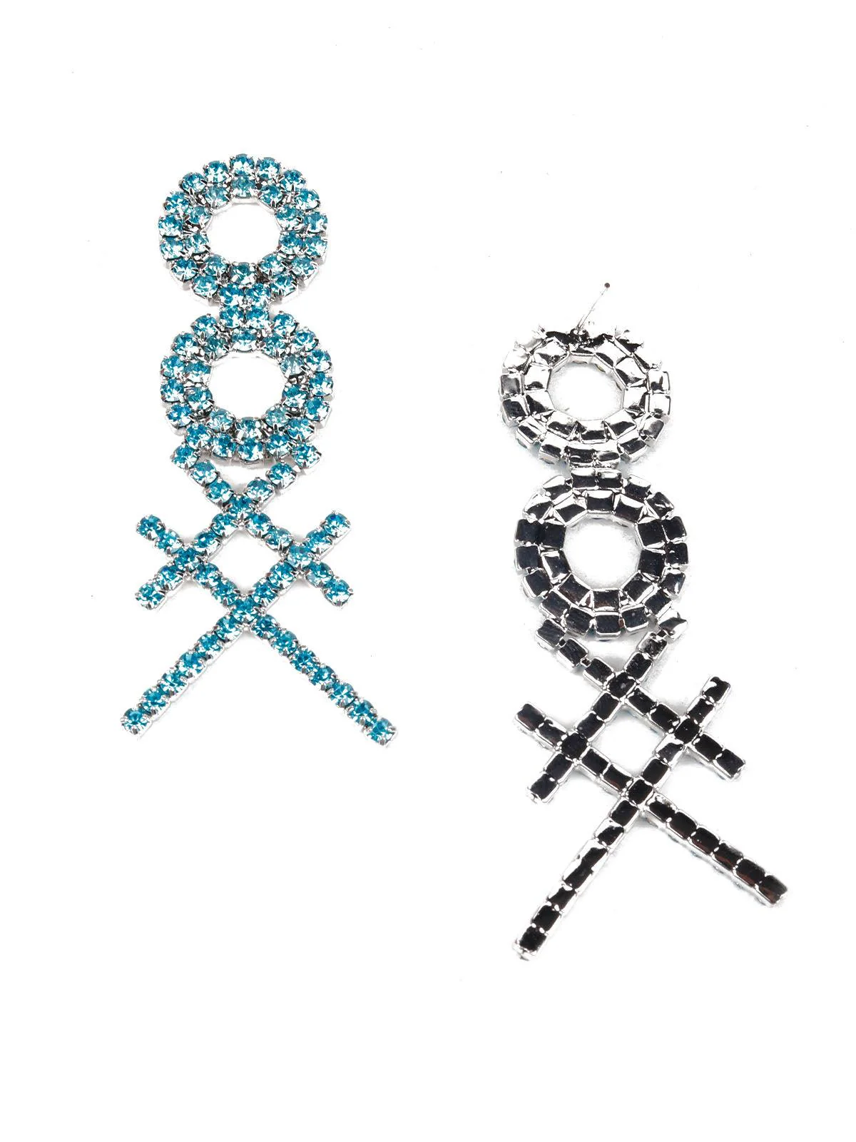 Odette Women Blue Metal Cross Earrings - Image 6