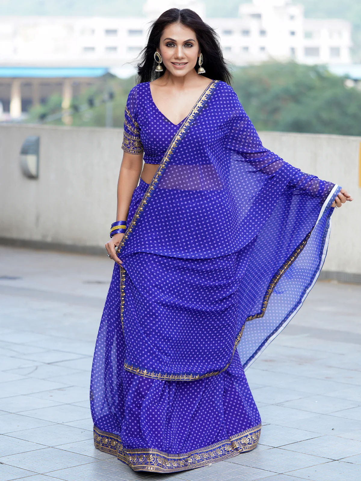 Odette Women Designer Purple Semi Stitched Lehenga With Qunstitched Blouse - Image 2