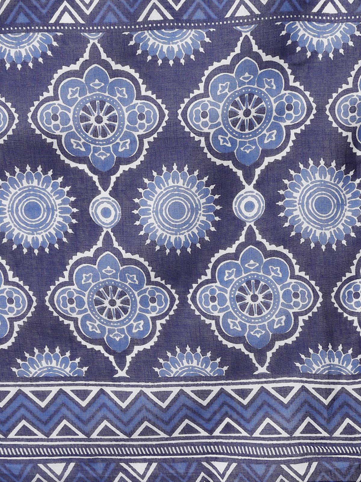 Odette Women Designer Dark Blue Cotton Printed Stitched Kurta Set - Image 8