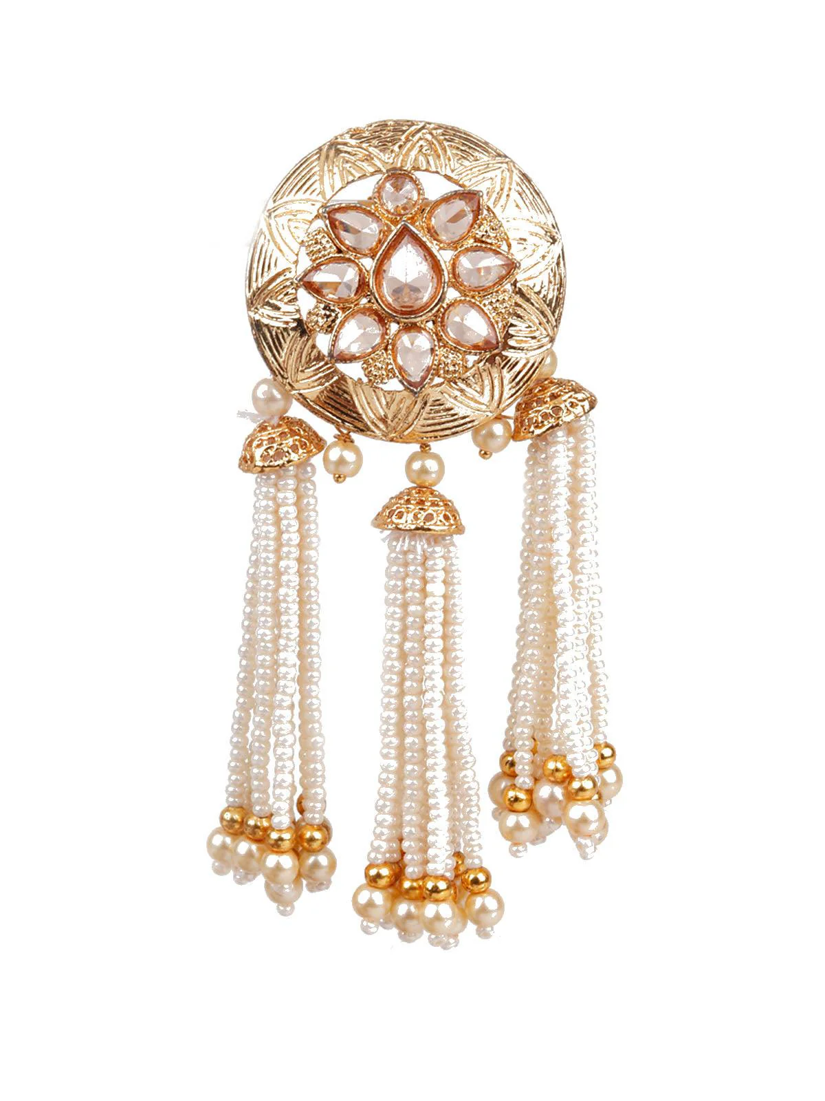 Odette Women Designer Gold And White Dangler Earrings - Image 2