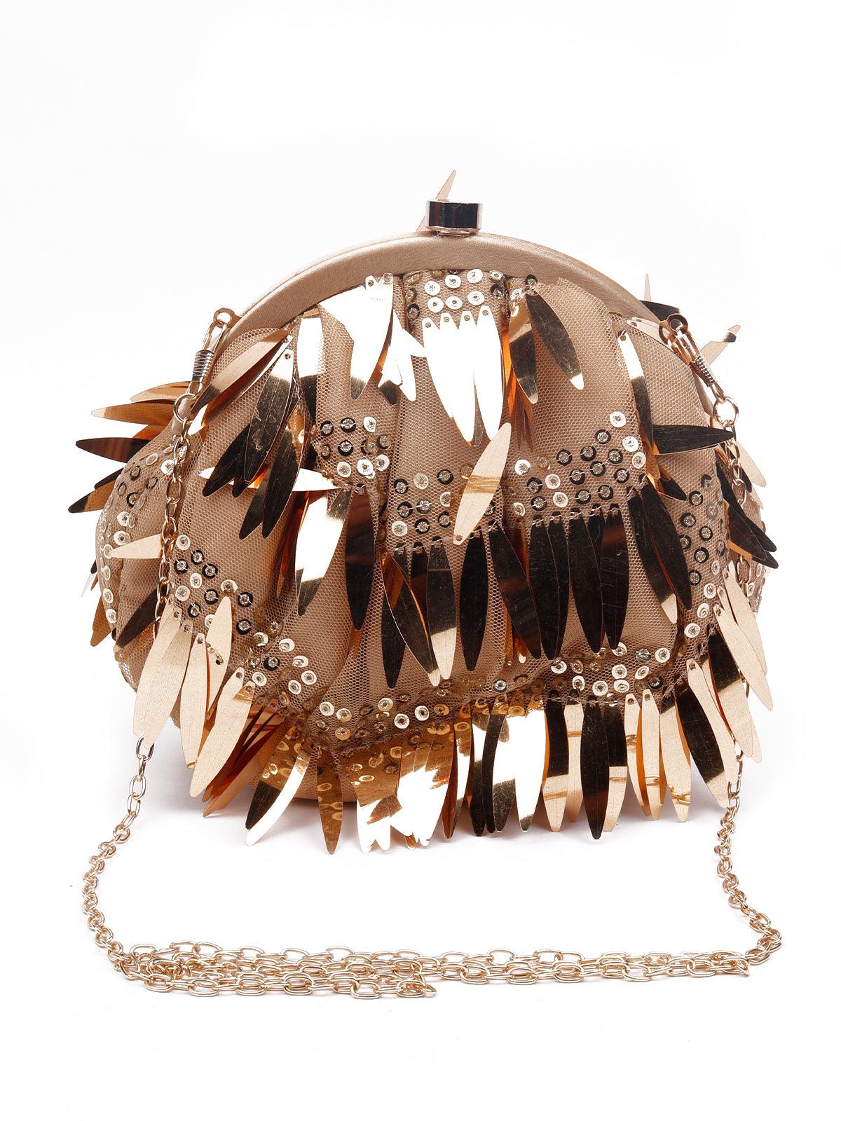 Odette Women Gold-Metal Clutch - Image 3