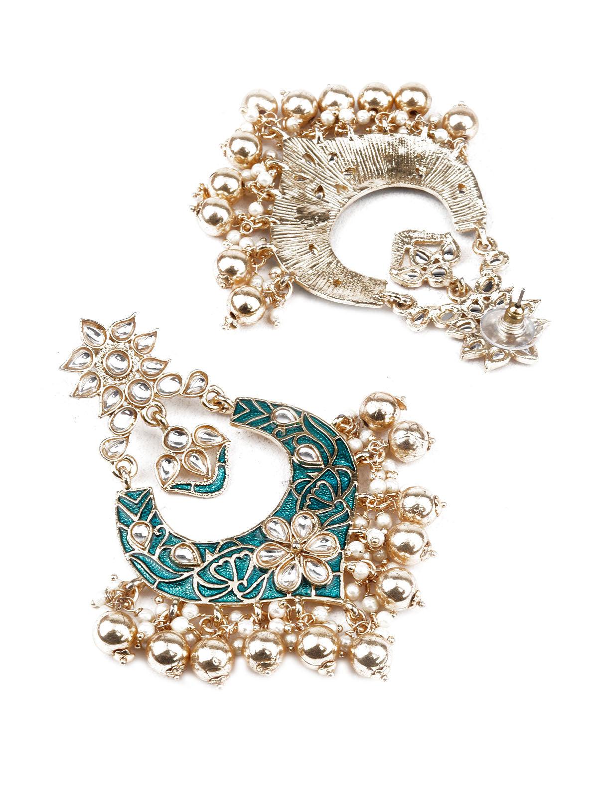 Odette Women Designer Green Dangler Earrings - Image 3