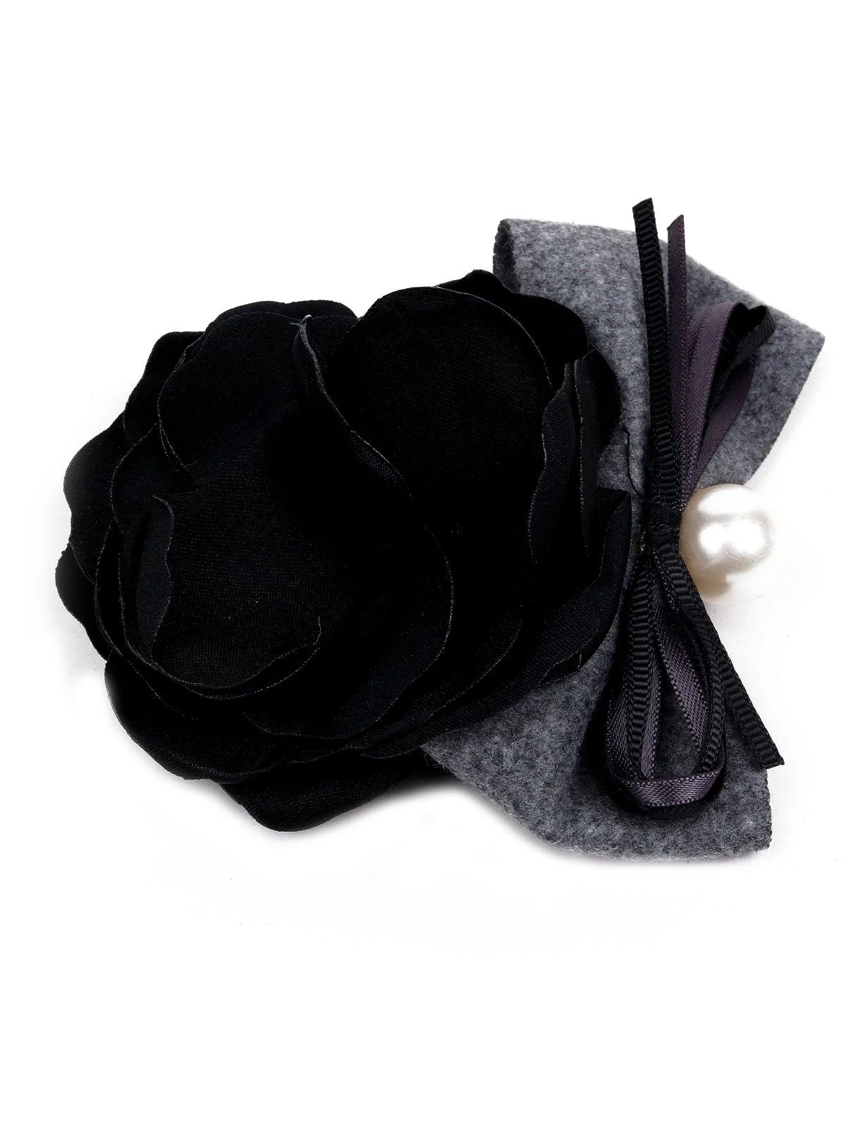 Odette Women Black Fabric Brooch - Image 3
