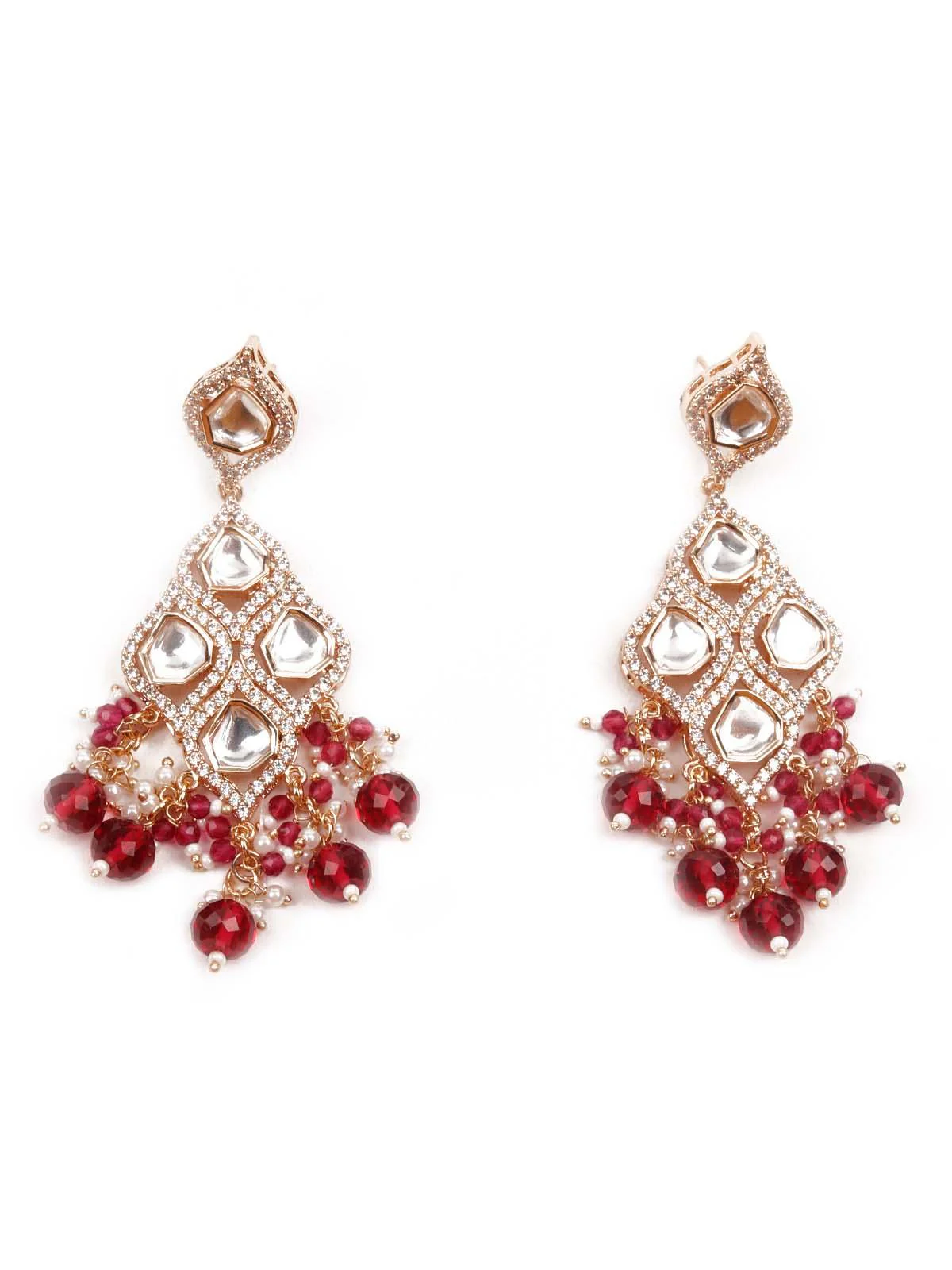 Odette Women Designer Kundan And Austrian Diamond Necklace Set - Image 7