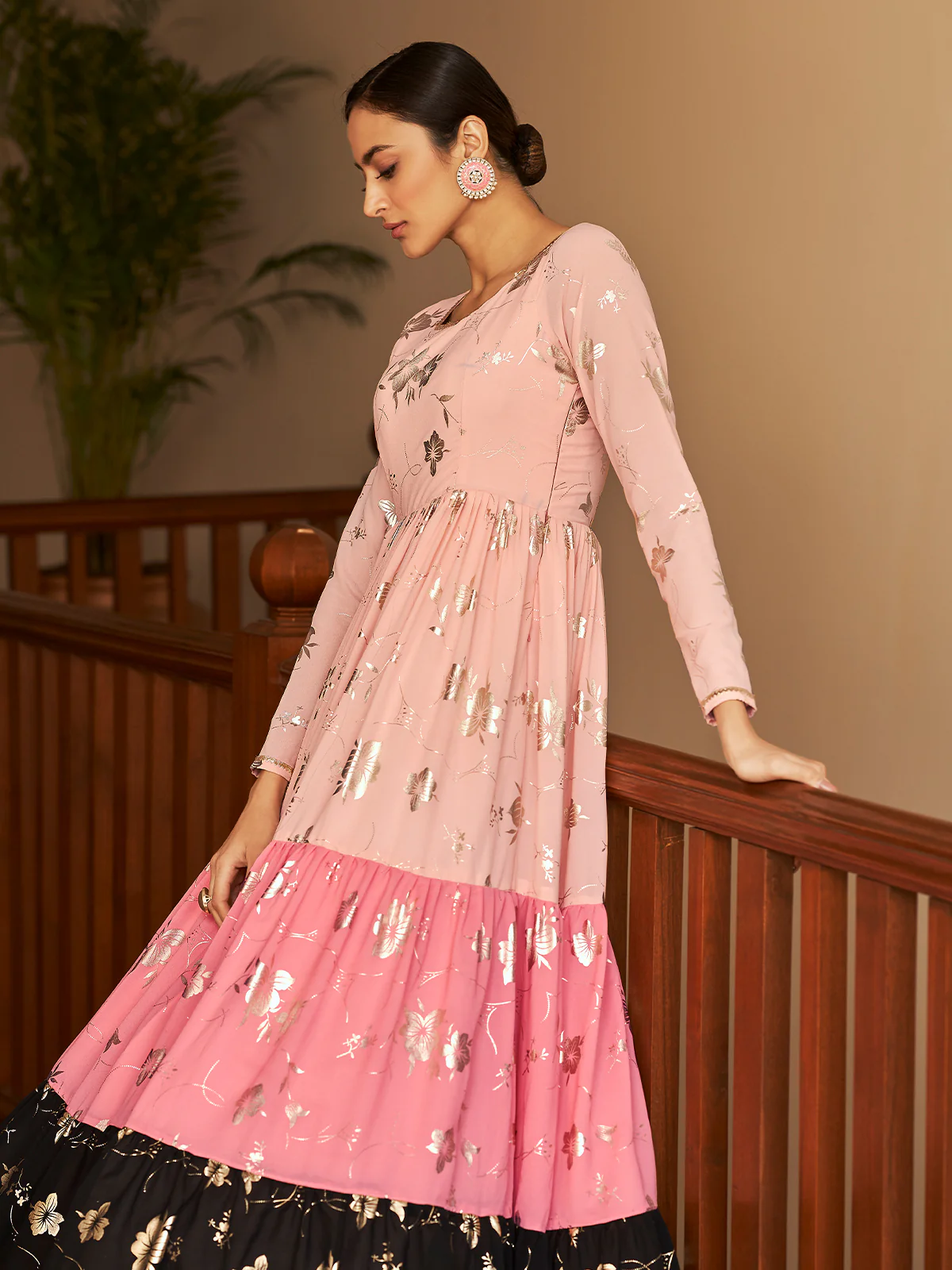 Odette Women Designer Multicolor Georgette Semi Stitched Gown - Image 2