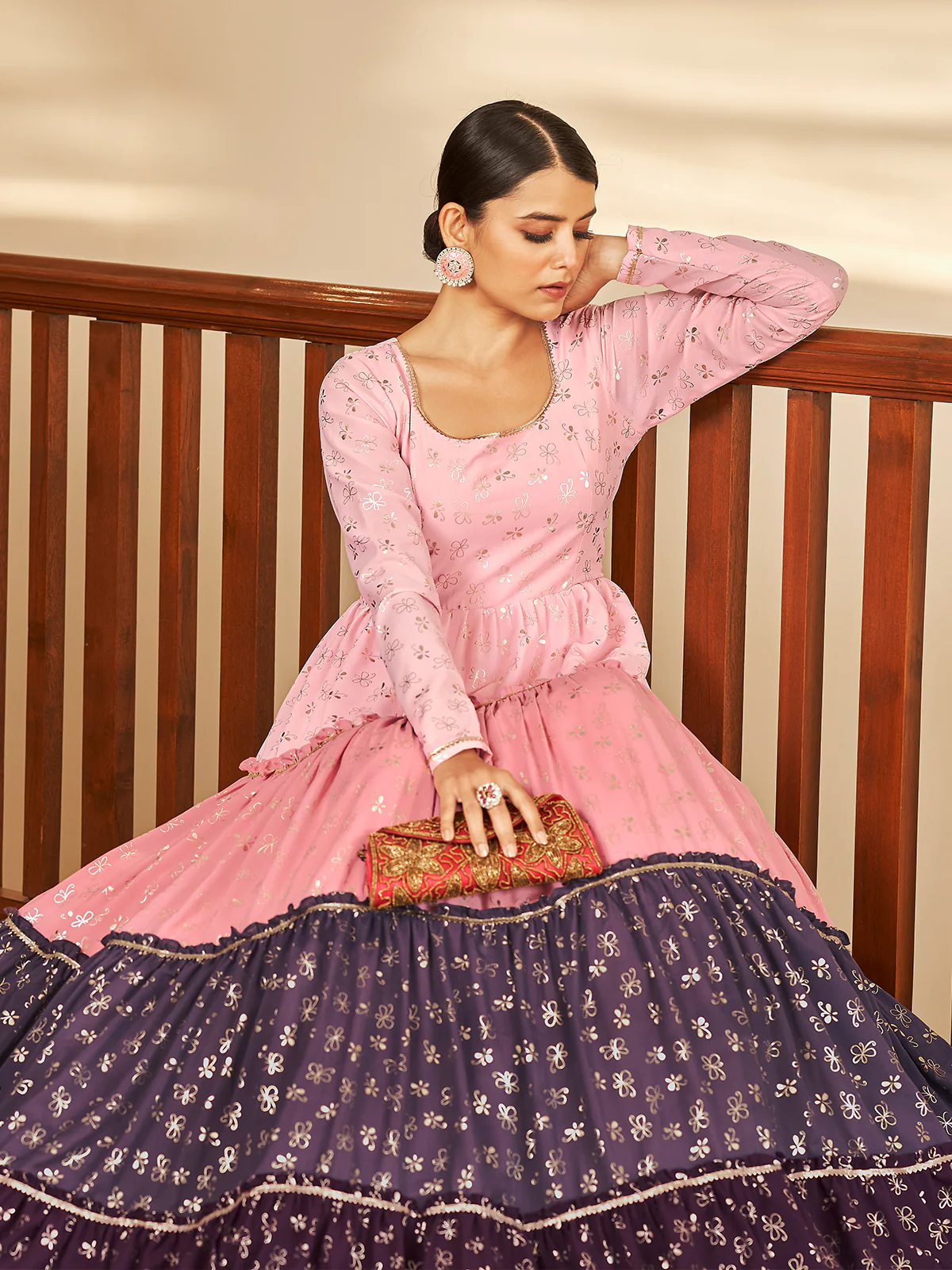 Odette Women Designer Multicolor Georgette Semi Stitched Gown - Image 2