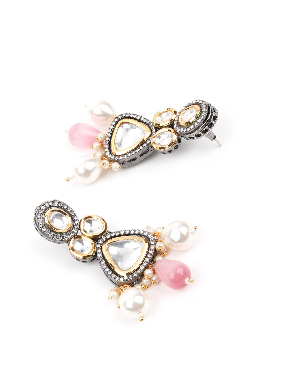 Odette Women Designer White And Pink Necklace Set - Image 3