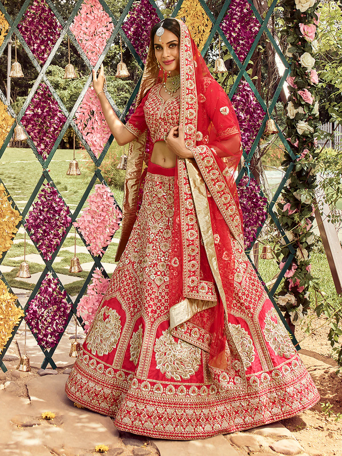 Odette Women Designer Organza Soft Net Semi Stitched Lehenga Choli - Image 3
