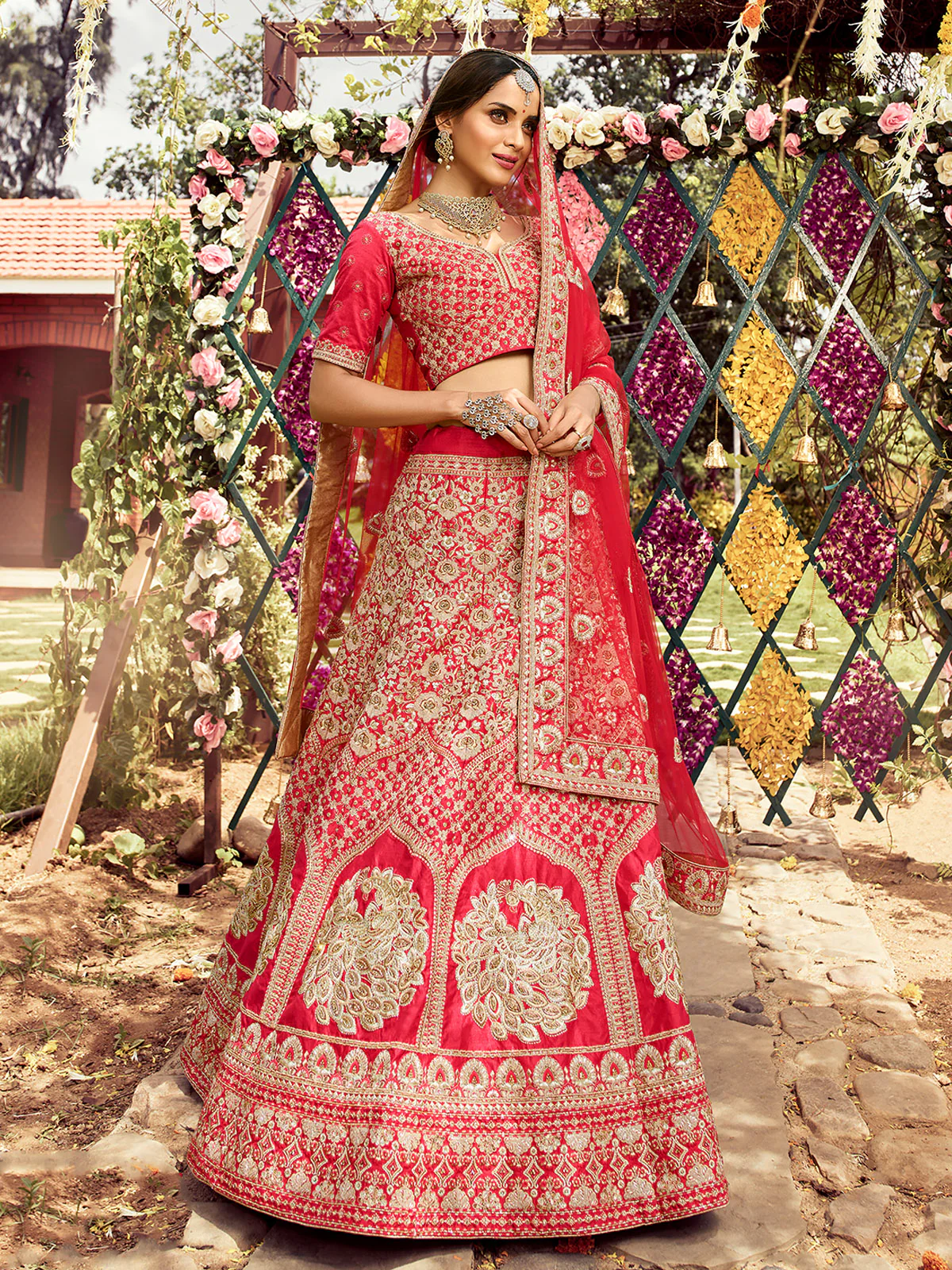 Odette Women Designer Organza Soft Net Semi Stitched Lehenga Choli - Image 4