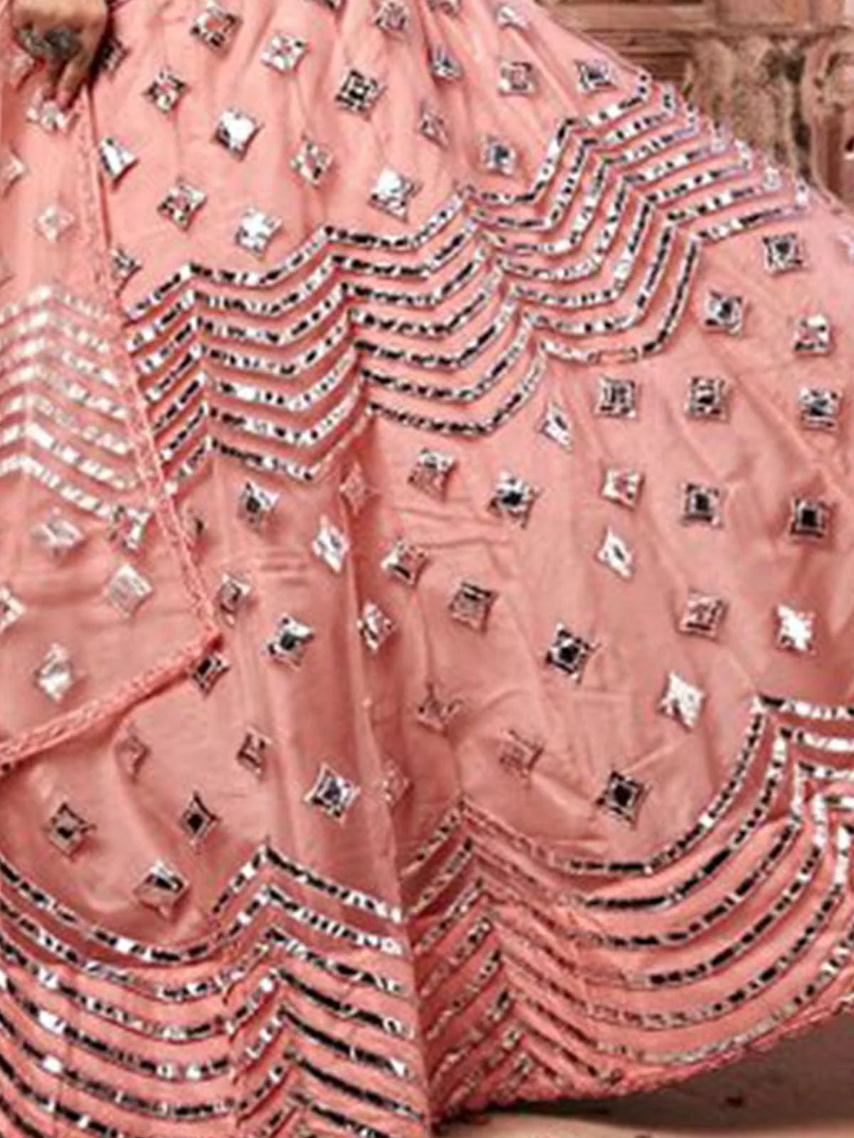 Odette Women Peach Semi Stitched Lehenga With Blouse - Image 4