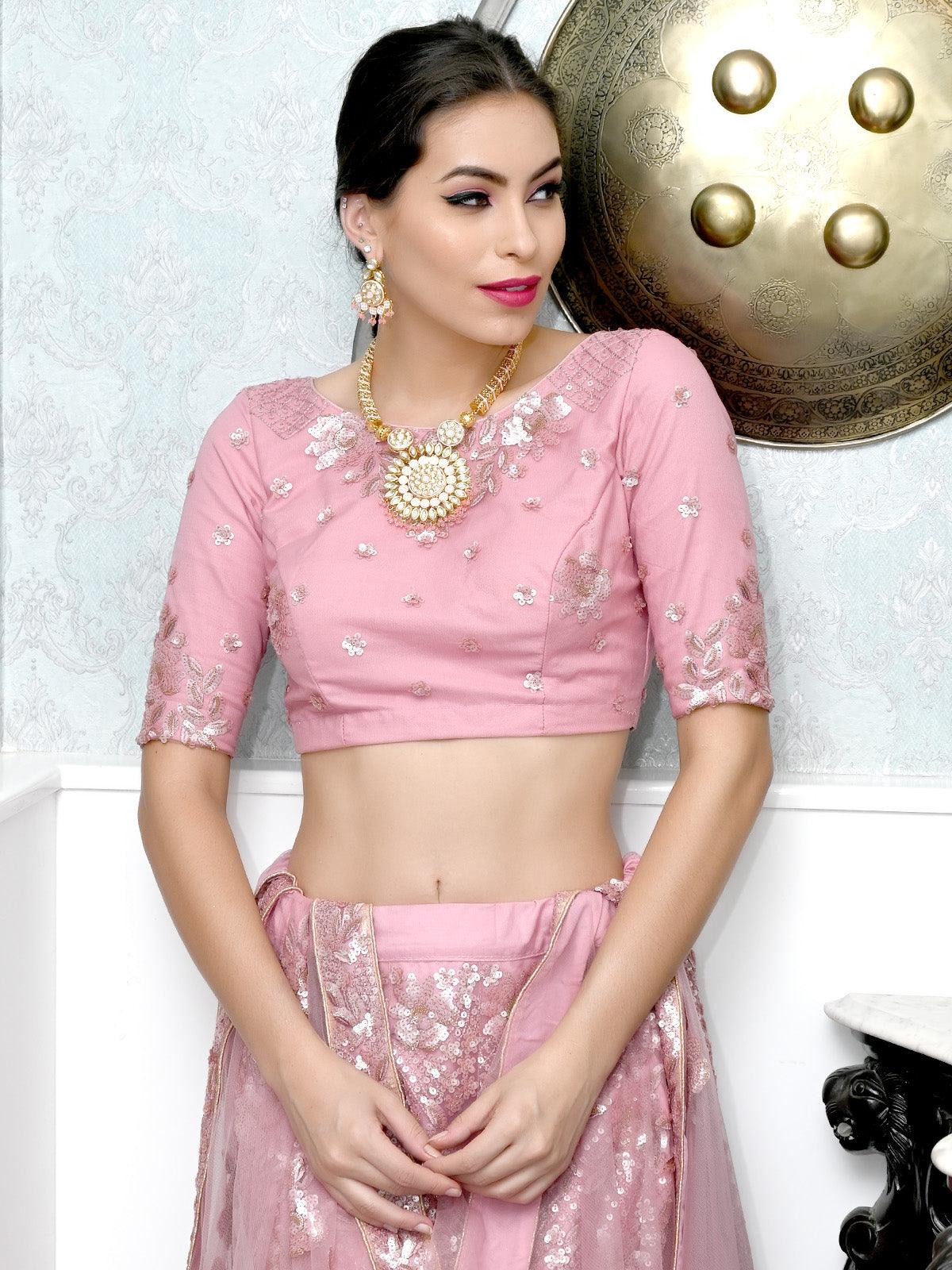 Odette Women Designer Pink Hasli Style Neckpiece Set - Image 2