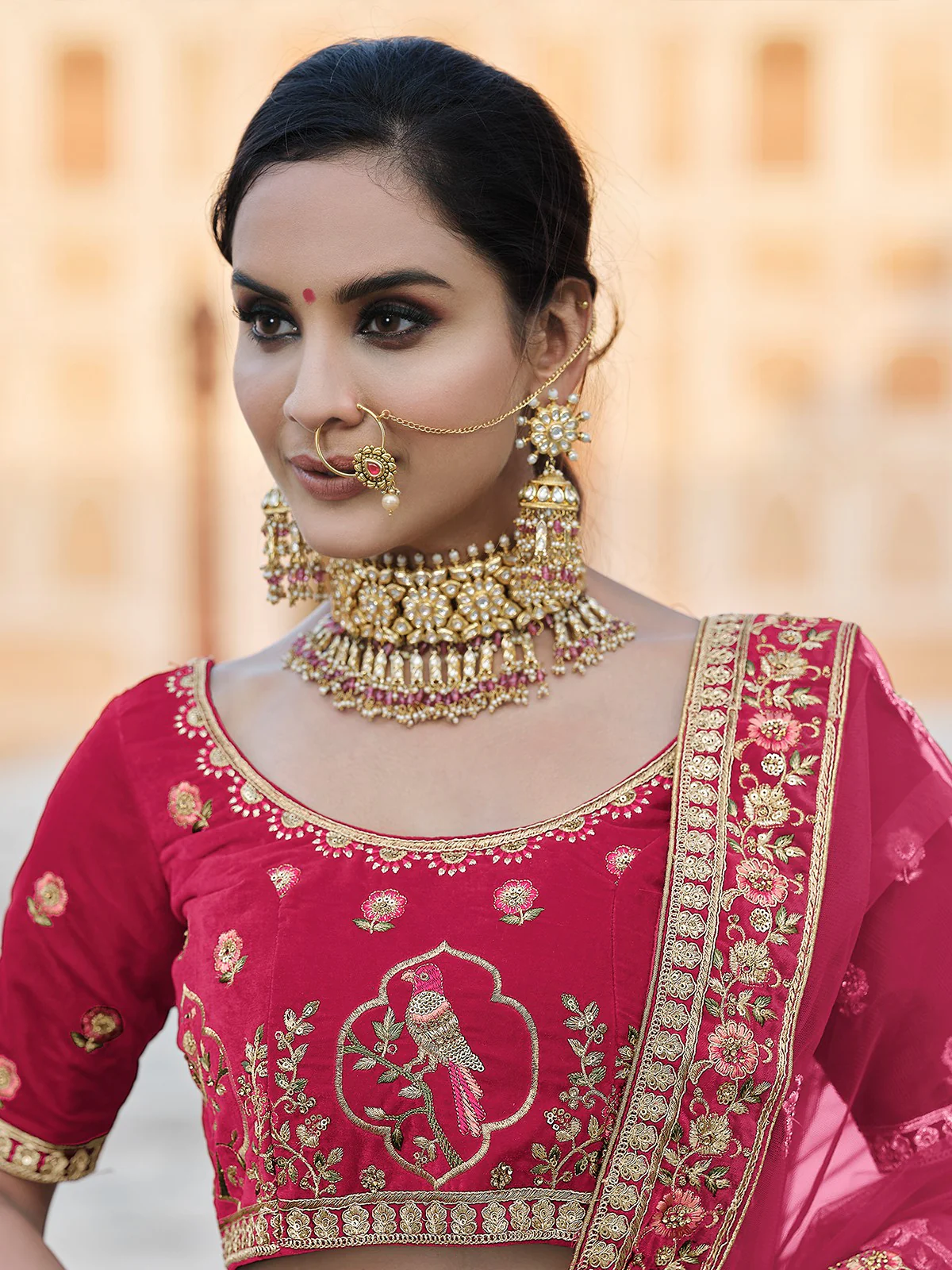 Odette Women Designer Pink Semi Stitched Lehenga With Unstitched Blouse - Image 2