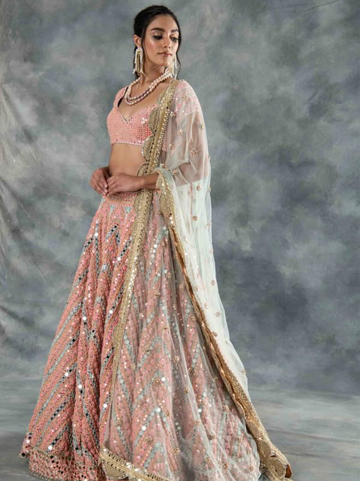 Odette Women Designer Pink Semi Stitched Lehenga With  Unstitched Blouse - Image 2