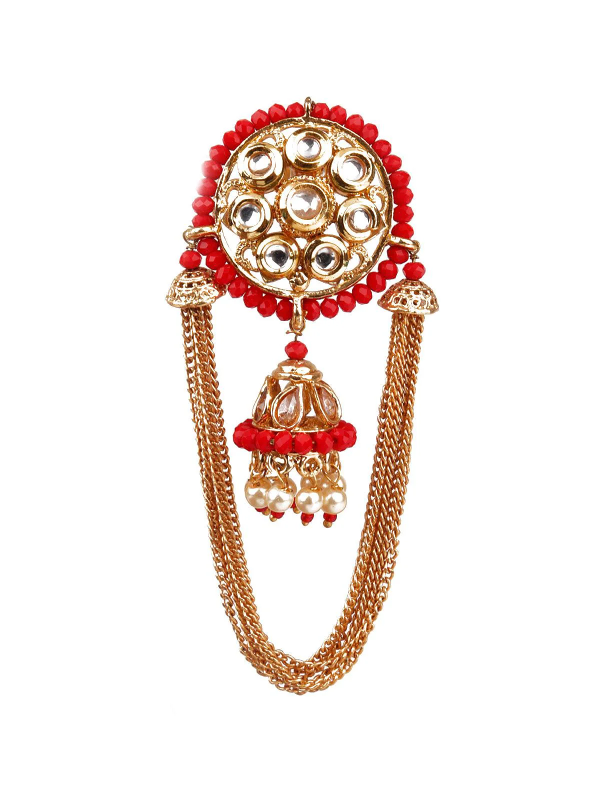 Odette Women Designer Red Jhumki Earrings - Image 2