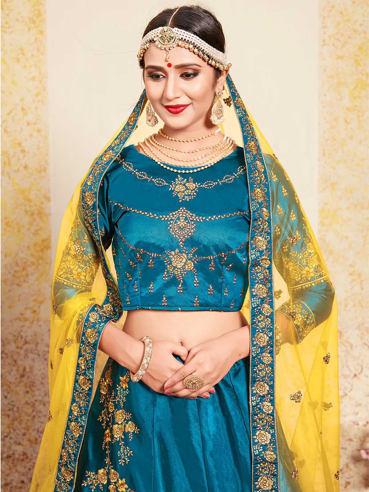 Odette Women Designer Soft Net Semi Stitched Lehenga Choli - Image 3