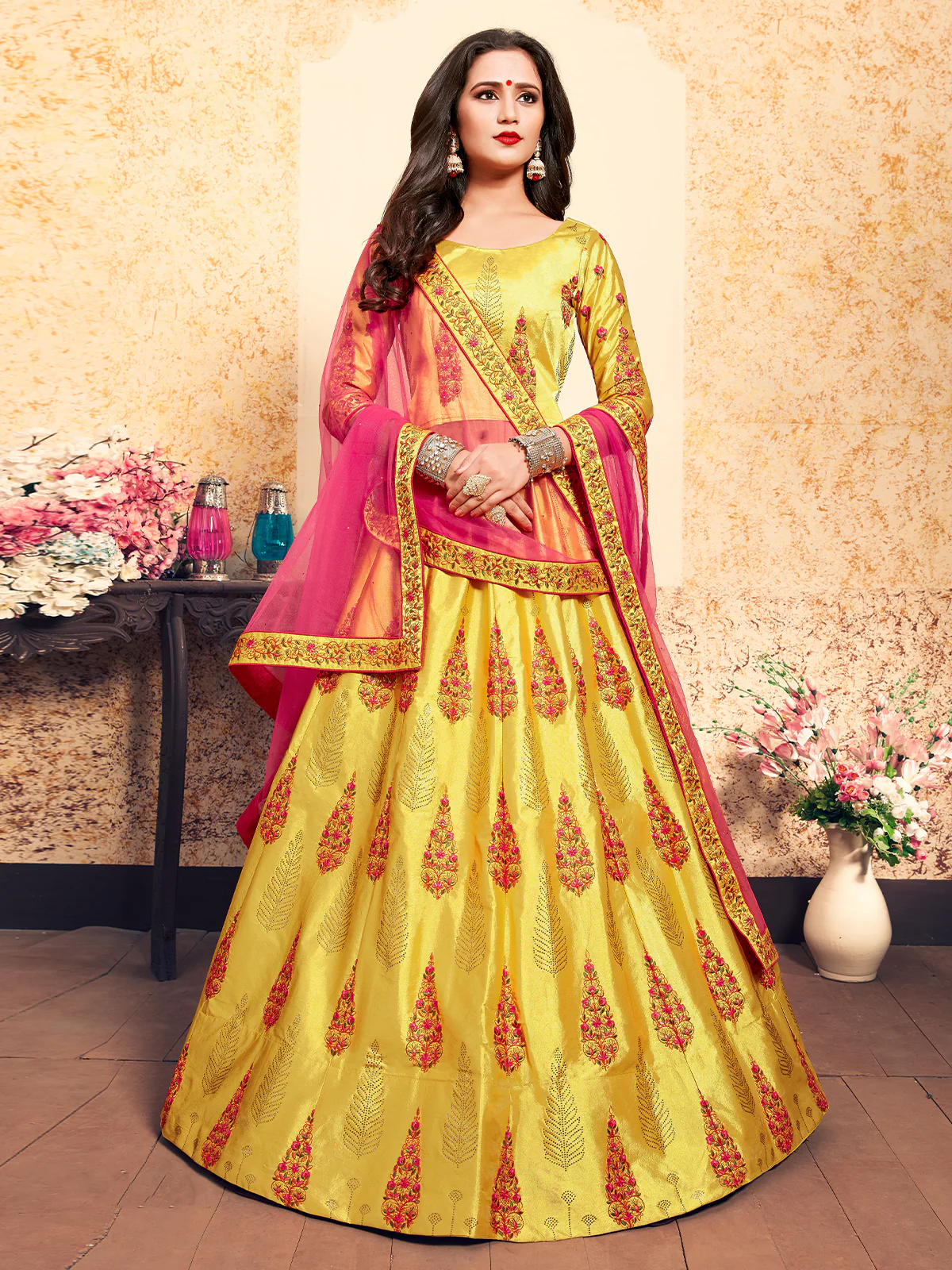 Odette Women Designer Soft Net Semi Stitched Lehenga Choli