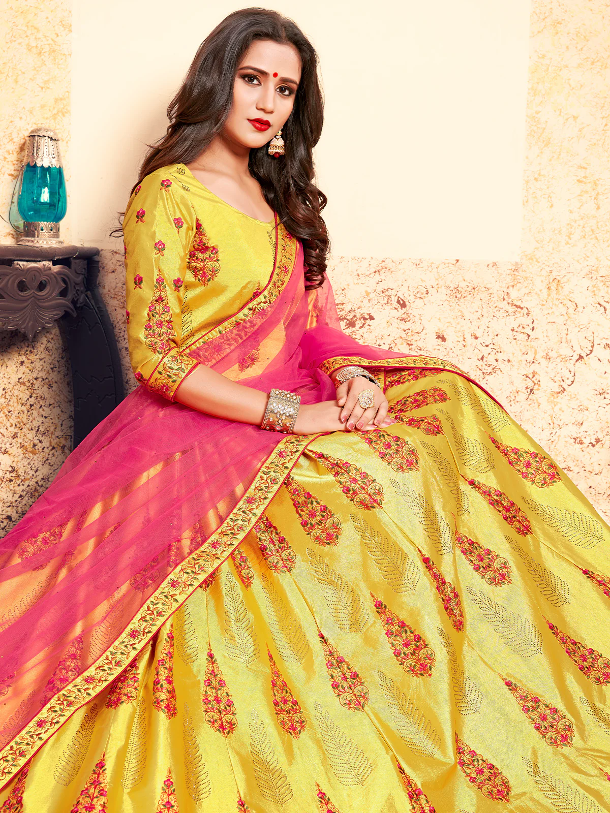 Odette Women Designer Soft Net Semi Stitched Lehenga Choli - Image 2