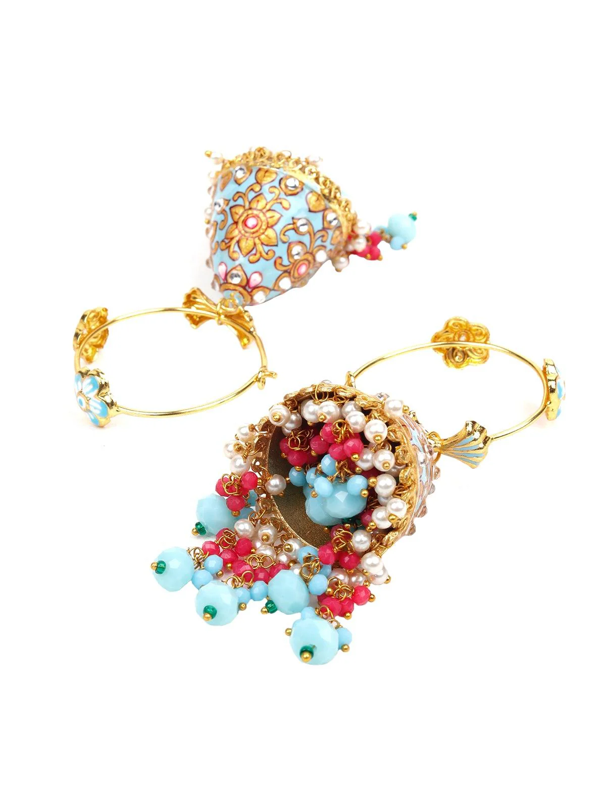 Odette Women Blue Metal Jhumkas - Image 5