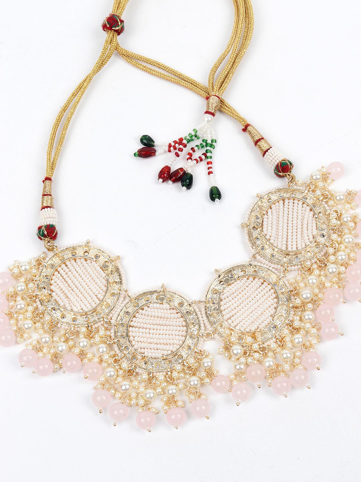 Odette Designer White And Gold Traditional Choker Set For Women - Image 4