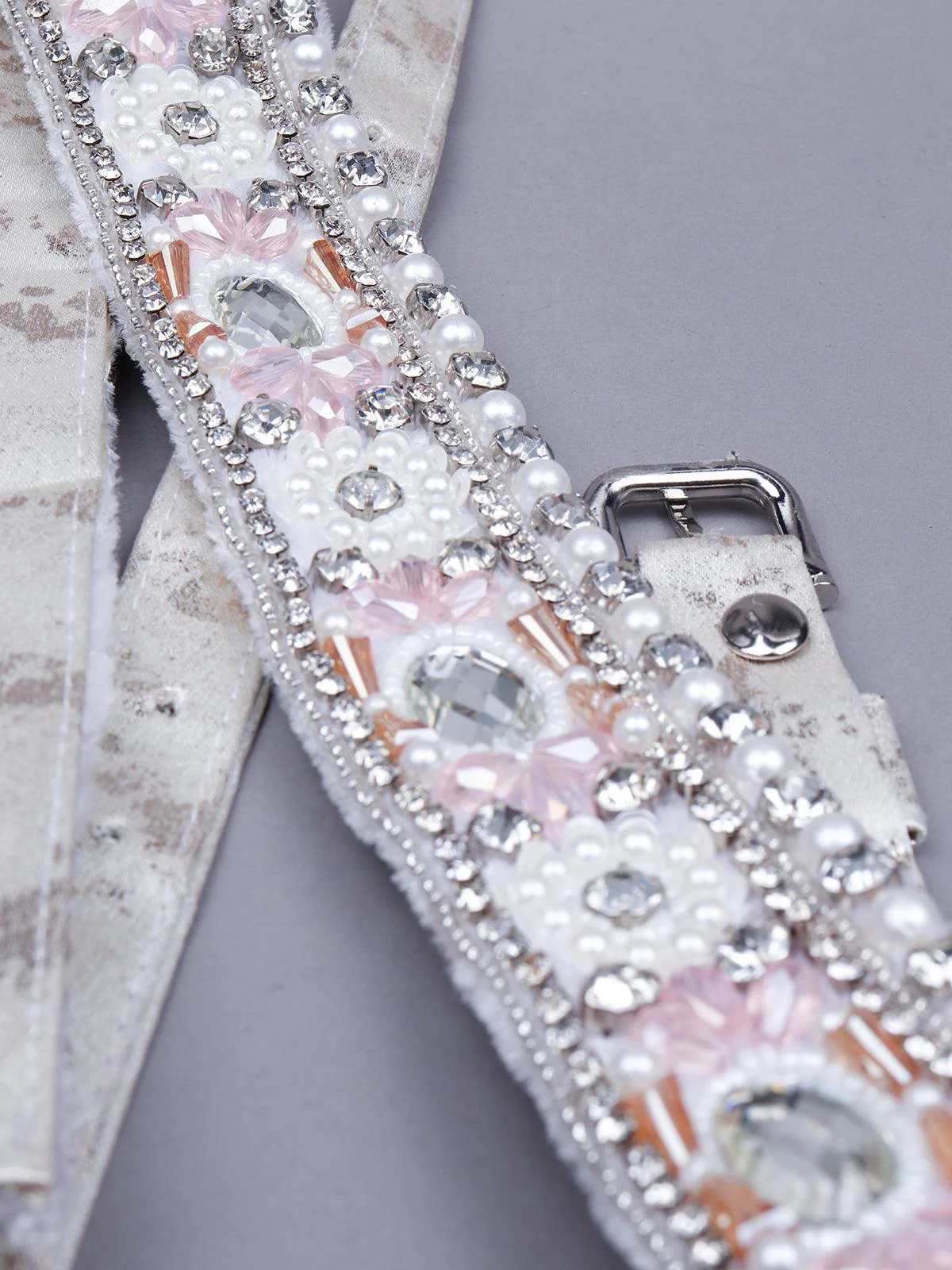 Odette Women White Elastic Leatherette Belt - Image 5