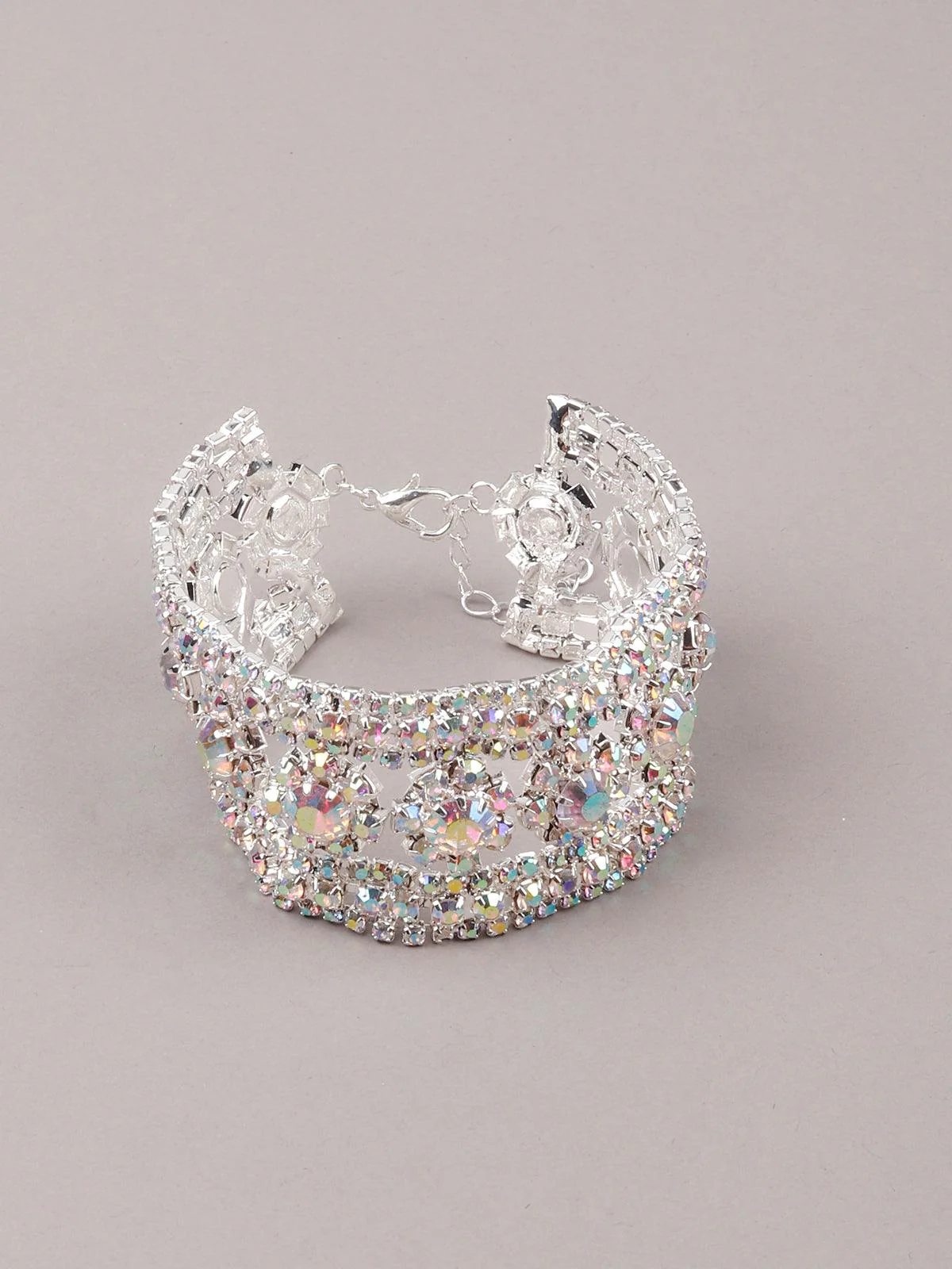 Odette Women Diamante Chrome Effect Gorgeous Statement Bracelet - Image 3